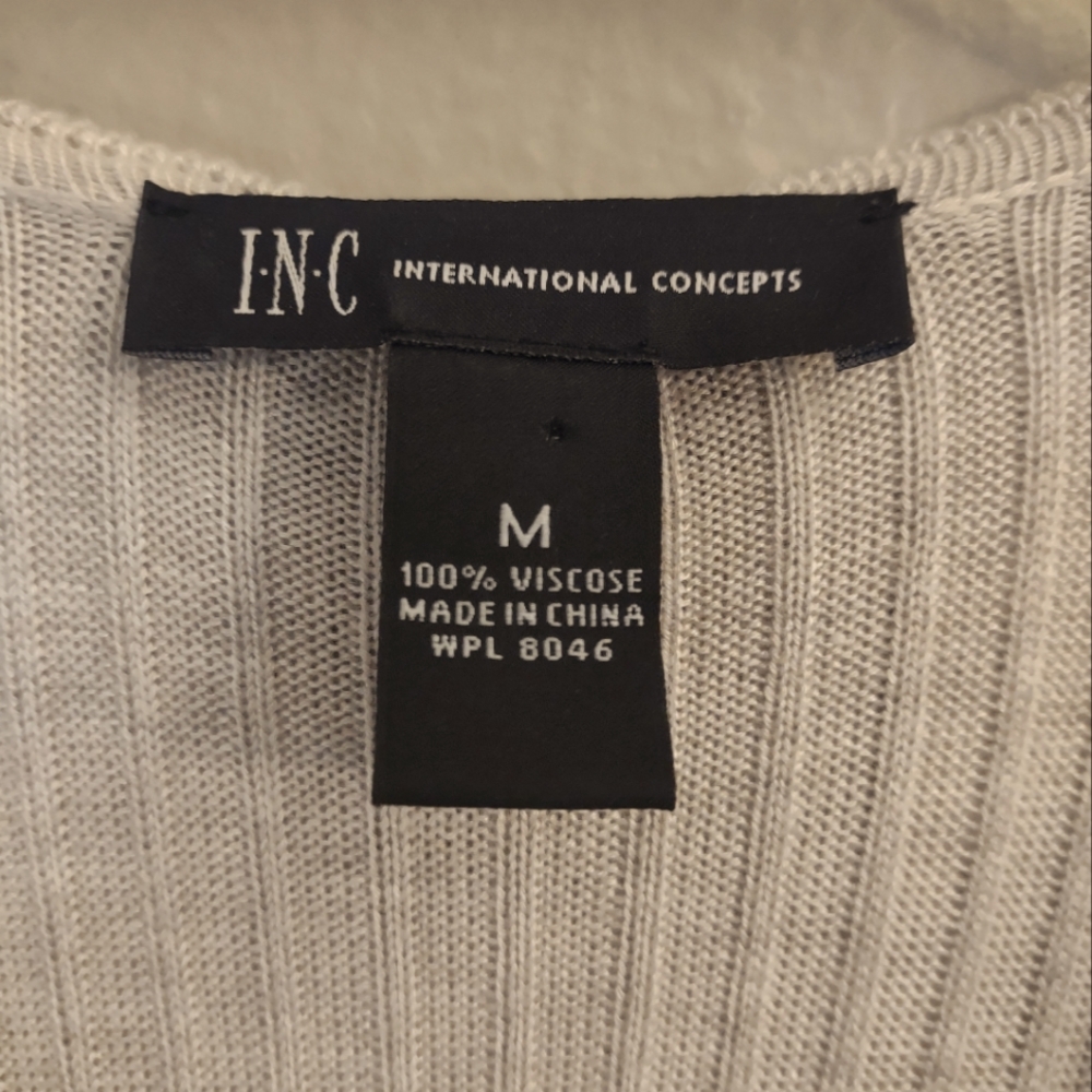 INC International Concepts Ruffle-Trim Ribbed Open Cardigan Sweater Beige - Picture 8 of 10